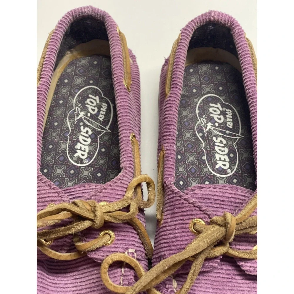 Sperry Top‎ Sider Size 5.5 Purple Brown Corduroy Boat Shoe